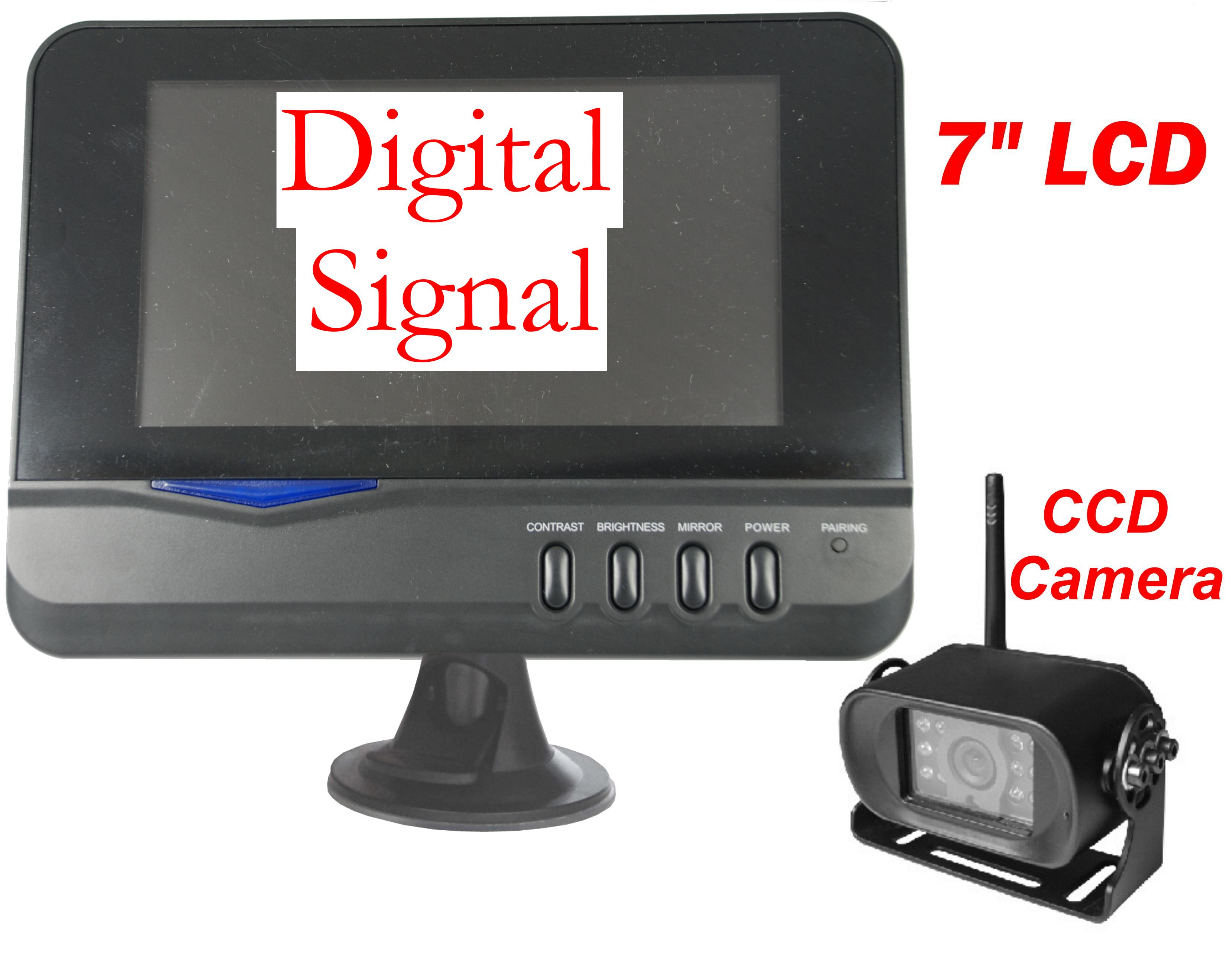 1Digital Wireless 7" HD Monitor Backup Camera Rear View System For Truck RV Bus 